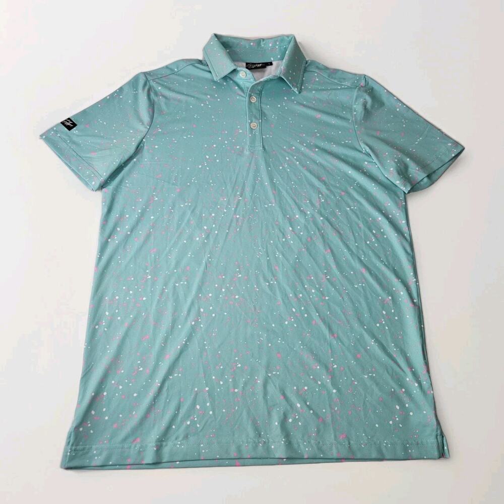 Sunday Swagger Polo Shirt Mens Small Black Floral AOP Stretch Performance Golf